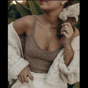 Zara Fine Knit Mink Brown Wool Blend Crop Sweater Top size M